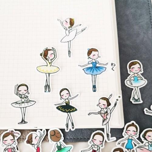 40pcs Ballet Girl Cartoon Photo Album Scrapbook Waterproof Decorative Sticker DIY Handmade Gift Scrapbook Sticker