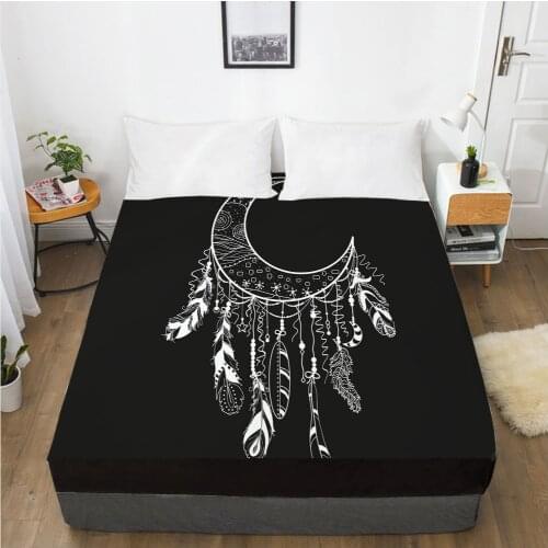 Elastic fitted sheet bed sheet With An Elastic Band 150/180/200/160*200 Mattress Cover Double Full Single Black dream catcher