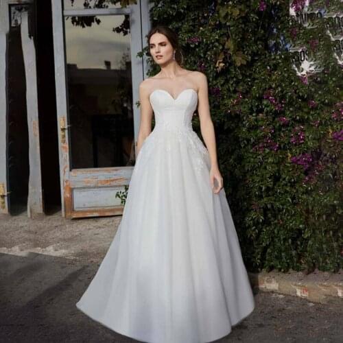 Elegant Sweetheart Lace A Line Wedding Dresses Simple Summer Beach Outdoor Boho A Line Elegant Bridal Gowns 2021