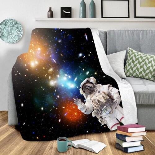 Galaxy Astronaut 3D Printed fleece blanket for Beds Hiking Picnic Thick Quilt Fashionable Bedspread Sherpa Throw Blanket 02