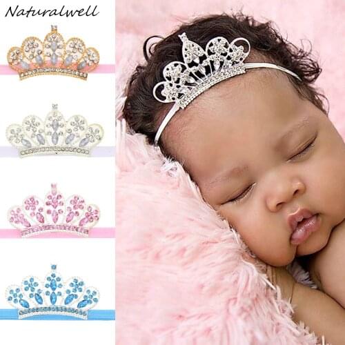 Naturalwell Newborn Tiara Crown headband Child Rhinestone Crown Photo Prop Princess Children Little girls Headbands 1pc HB573