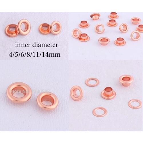 100pcs/lot Eyelets round garment with washer inner diameter 4/5/6/8/11/14mm Rose gold Garment diy accessories for clothes