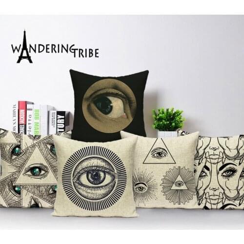 Nordic Home Decoration Linen Cushion Cover 45*45 Eye Lips Pillow Geometric Geometric Living Room Cushions Throw Pillow Covers