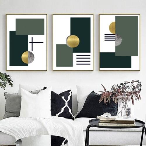 Minimalist Abstract Black and White Connecting Golden Semicircle Poster Picture Canvas Wall Art Living Room Decoration Painting