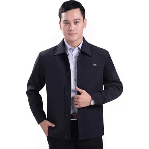 Men Casual Spring Coat Turn-down Collar Zipper Breasted Old Men Fathers Jacket Tops Clothes Oversized New Fashion