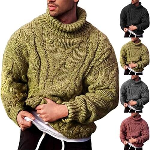 Mens Sweater Autumn Winter Warm Sweater Knitted Turtleneck Men Sweater Male Pullover Jumper Solid Color Jersey Hombre