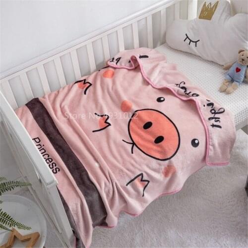 Cute Pink Pig Blanket Cartoon Printed Soft Boy Girl Baby Coral Fleece Blankets 150x200cm Autumn Thick Warm Sofa Bed Sheets Gift