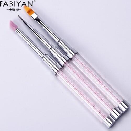 Nail Art Brush Pen Painting Flower Gradient Liner Rhinestones Acrylic Drawing Tips Builder Design UV Gel Polish Manicure Tools