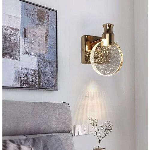 Nordic Wall Lamp Light Luxury Bedroom Bedside Crystal Lamp Living Room Background Wall Lamp Aisle Dressing Table Mirror Lamp