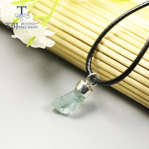 6ct natural aquamarine Rough pendant necklace,handmade jewelry, March birthstone pure 925 sterling solid siver fine jewelry