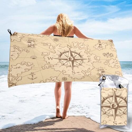 Bathing Towel Vintage Monochrome Treasure Map Bath Wearable Towel Dress Fast Drying Beach Spa Magical Nightwear Sleeping