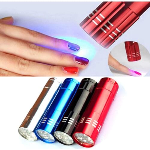 Portable Mini UV 9 LED Purple Light Nail Dryer Curing Lamp Flashlight Torch for Gel Nail Polish Art Light Lamp Machine Tools