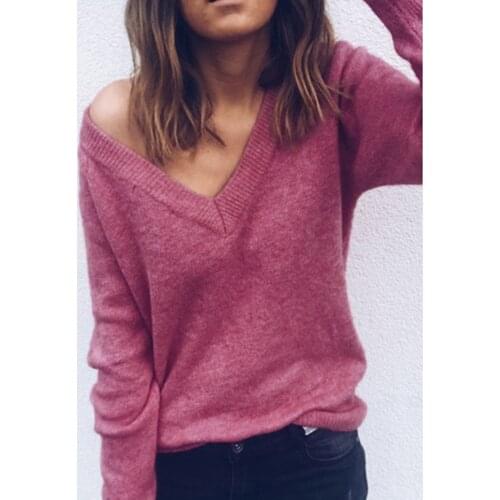 Casual Winter Autumn Women Sweaters Blouse Ladies Sweater Solid Color V Neck Women Blouses Long Sleeve Pullover Knitted Sweater