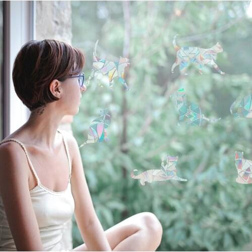 Rainbow Window Suncatcher Stickers Rainbow Cat Stickers On Window DIY Glass Decals Home Bedroom Office Decor Privacy Protection