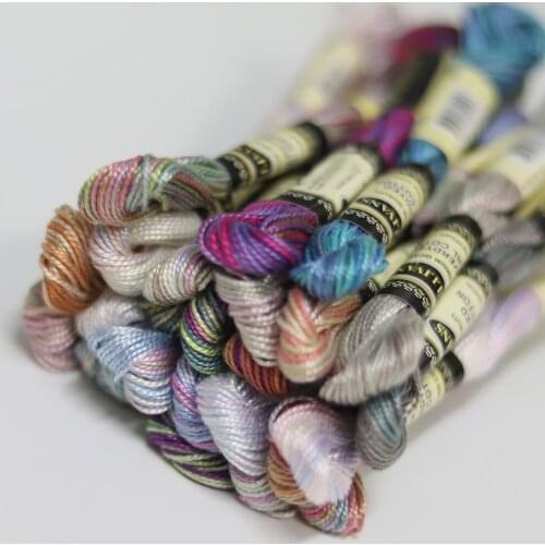 Variegated Colors Size 5 Pearl Cotton Embroidery thread Cross stitch 15 yards skein Cotton 25 colors Mercerized