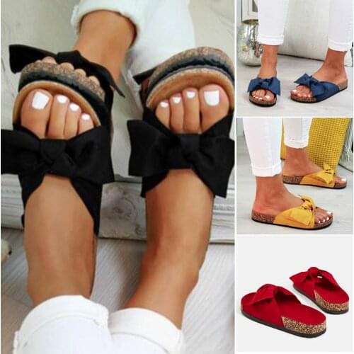 New Arrival Women Ladies Slip On Sliders Bowknot Flatform Summer Sandals Shoes for Beach