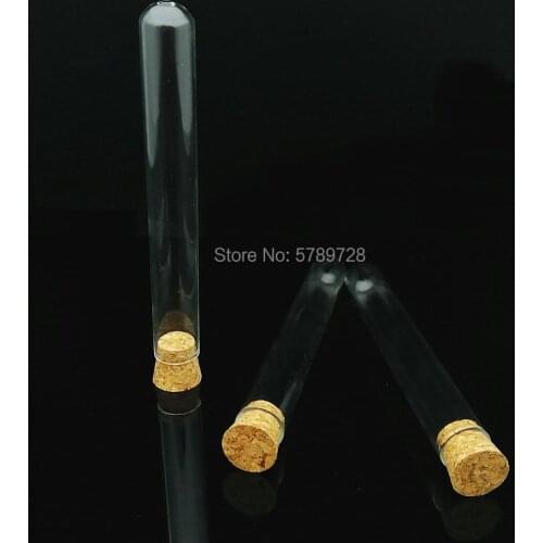 10pcs 20x150mm transparent round bottom glass test tube with cork stopper Flat - mouth thickened glass tube, teaching equipment