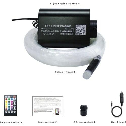 16W RGBW LED Fiber Optic Star sky Ceiling Kit Light 150/200pcs/300pcs*0.75MM*2M with Smartphone APP Bluetooth Controller