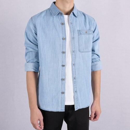 Spring and autumn long-sleeved casual men denim shirt cotton brand shirts for men fashion denim shirts male chemise camiseta