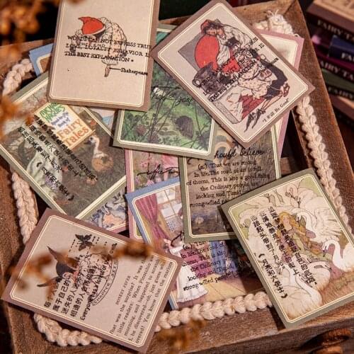 JIANWU 4cmx5cm Tearable Vintage Memo Pad Cowhide Cover Fairy Tale Material Picture Book DIY Diary Notepad Decoration Stationery