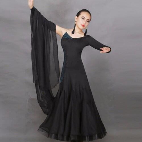 Professional Latin Dance Dresses For Ladies Black Color Tassel Rhinestone Skirts Women Dinners French Korea Dancing Clothes 1190
