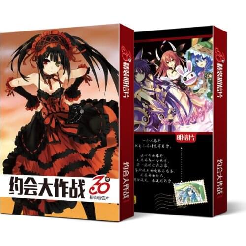 10 boxes/lot Japanese Anime Date a live lomo postcard toy Kurumi Tokisaki cartoon small card 30pcs pictures postcard box gift