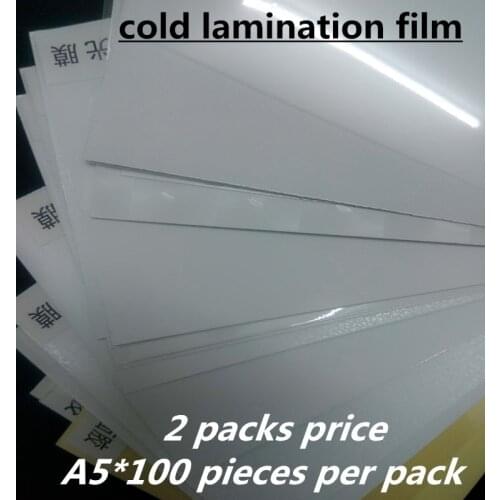 2 packs (A5x100 pieces per pack) cross texture cold lamination film sheets for wholesale