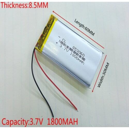 3.7V 1800mAh 853060 Lithium Polymer Li-Po li ion Rechargeable Battery cells For Mp3 MP4 MP5 GPS mobile bluetooth