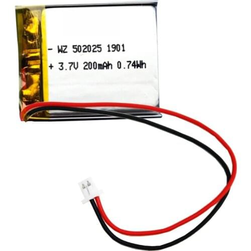 3.7V 502025 200MAH LED lighting toy lithium battery bluetooth headset audio game machine lithium battery
