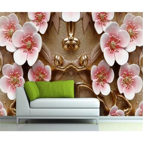 Beibehang 3d wallpaper mural art decor picture backdrop Modern Restaurant Hotel Golden Plum HD wall painting mural panel