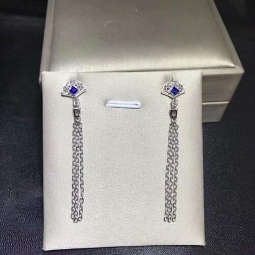 925 Pure silver inlaid with natural sapphire earnail ear wire popular fashion style banquet ball birthday gift hundred catch sty