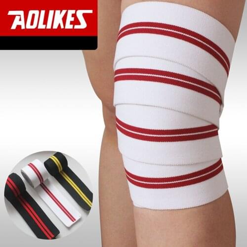 AOLIKES 1PCS 2M*8CM Powerlifting Elastic Bandage Leg Compression Calf Knee Support Wraps Sports Safety Vendas Para Deporte