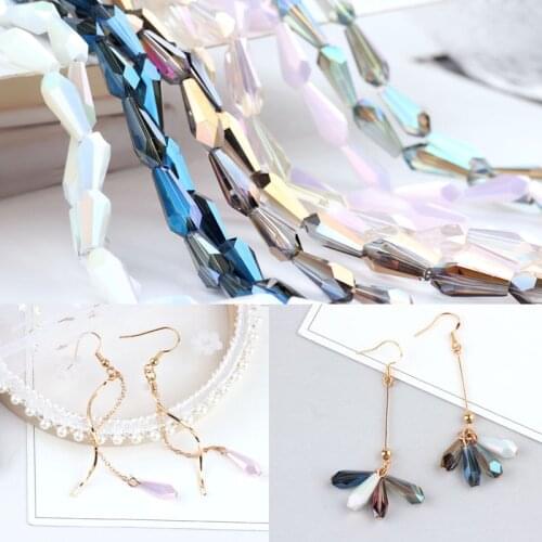 10PC Mix Color 6x14mm Long Cone Pendant Austrian Faceted Crystal Glass Beads Loose bead For Jewelry Making Accessories