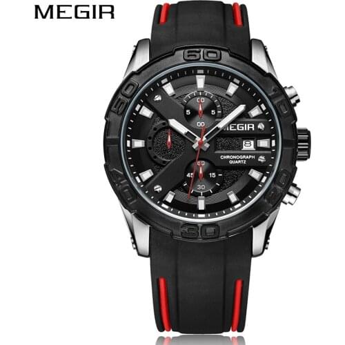 MEGIR Chronograph Sports Watch Men Relogio Masculino Top-Brand Fashion Silicone Quartz Army Military Wrist Watch Male New Clock