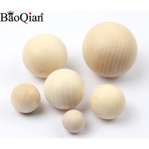 10-50mm Natural No Hole Wooden Beads Lead-free Wood Round Balls For Jewelry Making Diy Child Teething Eco-Friendly Wood Crafts