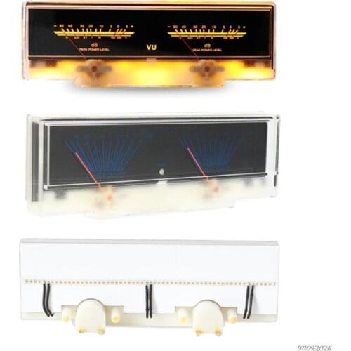 Double pointer VU Meter Stereo Audio Amplifier Board DB Sound Level Indicator Adjustable Backlight With Driver White Yellow 21