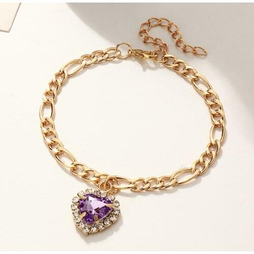 European and American Fashion Jewelry Simple and Full of Diamond Love Zircon Bracelet Personality Creative Peach Heart Bracelet