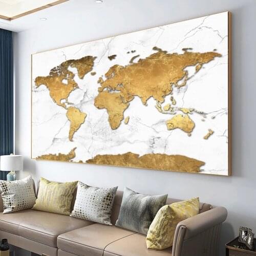 World Map Canvas Paintings Modern Big Size Posters and Prints Abstract Cuadros Wall Art Pictures for Living Room Home Decoration