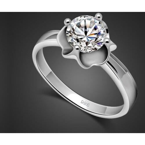 Classic Wedding Ring Woman100% 925 Sterling Silvers Ring shining 5A Zircons Marriage Proposal Ring Fine Jewelry Gifts