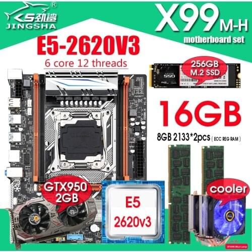 JINGSHA X99 motherboard with XEON E5 2620 V3 2*8G DDR4 2133 NON-ECC memory NVME 256GB M.2 SSD GTX950 2GB COOLER combo kit set