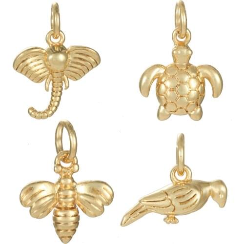 Animals Charms for Jewelry Making Supplies Tortoise Bee Bird Charms Pendant Diy Earring Necklace Bracelet Accessories Copper