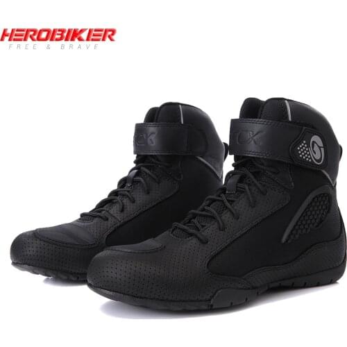 Motorcycle Boots Summer Mesh Men Motorcycle Shoes Motocross Off-Road Racing Boots Moto Boots Motorbike Black Breathable