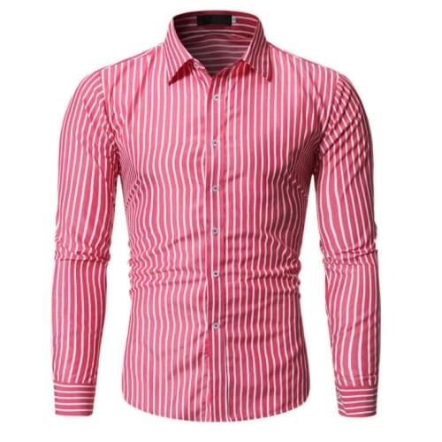 2021 Spring Autumn Mens Casual Long Sleeved Men Button Shirt Classic Striped Slim Fit Male Mens Dress Shirts Outwear