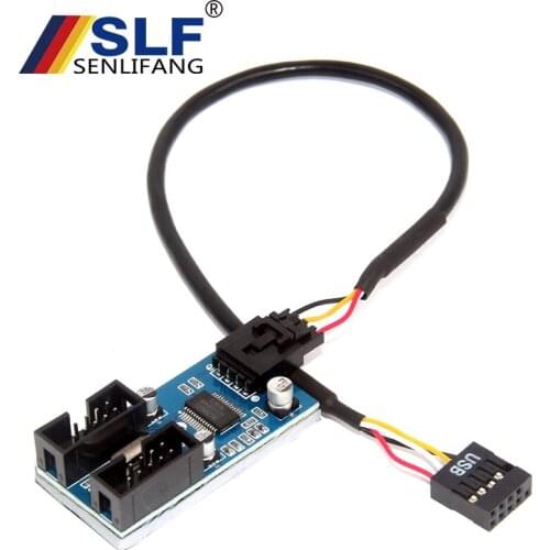 Desktop Card HUB USB 2.0 Extender 1 to 2 Connector Adapter Port Multilier 9pin USB header Male 1 to 4 Female Extension Cable