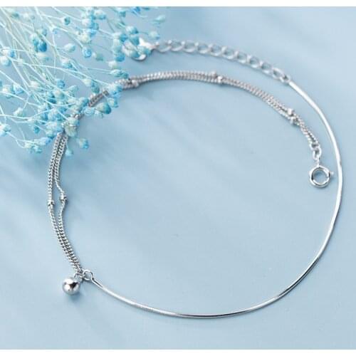 Modian New Arrive 925 Sterling Silver Little Ball Chain Classic Simple Bracelet or Anklet for Women Korea Style Fine Jewelry