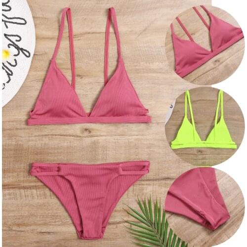 Solid Bikini Set Women Biquini Sexy Push-up Micro G-string Bikini Set Female Thong Brazilian Bathing Suits Maillot De Bain 2021