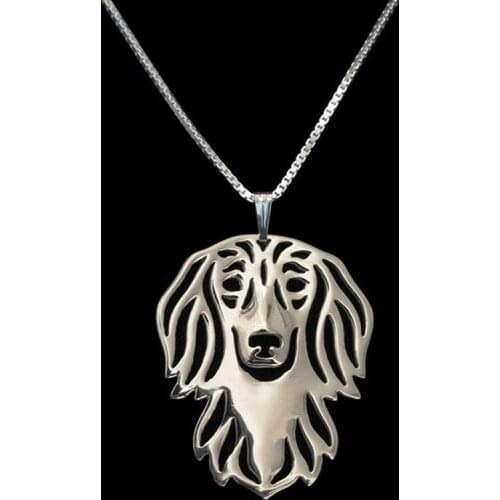 Hot Selling Jewelry Alloy Pet Dog Necklaces For Lovers Long haired Dachshund Pendant Necklaces Drop Shipping