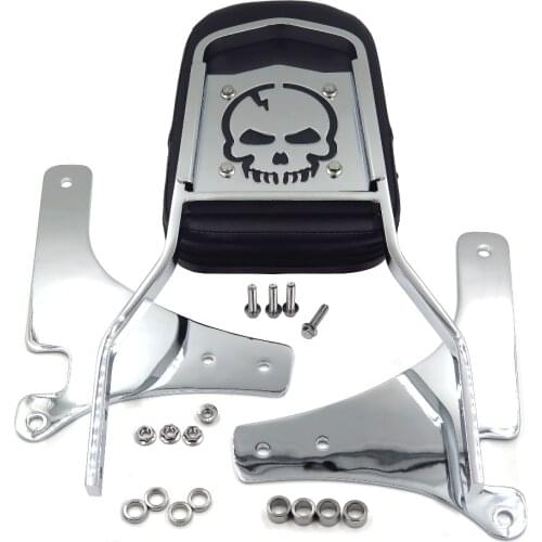 Aftermarket motorcycle parts Skull Backrest Sissy Bar Leather Pad for Kawasaki 1996-2005 Vulcan 800 Classic chromed