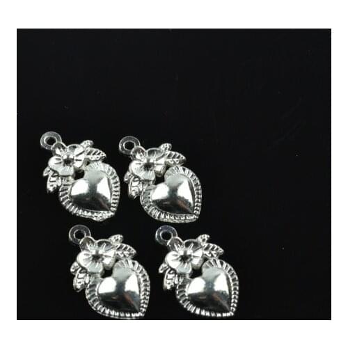 35pcs Silver Plated Heart-shaped Charms alloy Pendants for Bracelet Necklace Jewelry Making Accessories DIY 18*11mm 1712