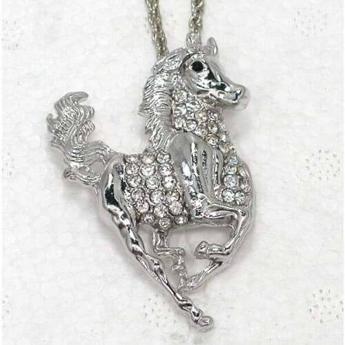 Clear Rhinestone Horse Fashion Pendant Necklaces Chain Jewelry F188 A